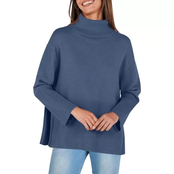 imageANRABESS Womens Fashion 2023 Oversized Turtleneck Striped Trendy Sweaters Ribbed Knit Pullover Sweater TopDusty Blue