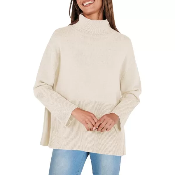 imageANRABESS Womens Fashion 2023 Oversized Turtleneck Striped Trendy Sweaters Ribbed Knit Pullover Sweater TopKhaki