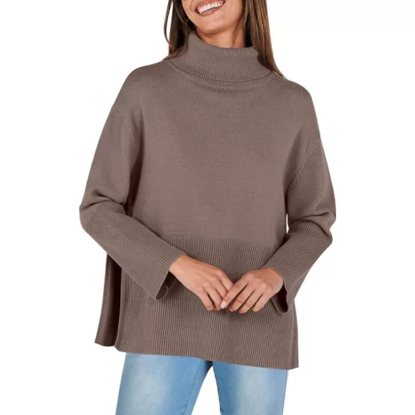 imageANRABESS Womens Fashion 2023 Oversized Turtleneck Striped Trendy Sweaters Ribbed Knit Pullover Sweater TopNutmeag