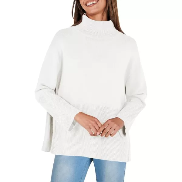imageANRABESS Womens Fashion 2023 Oversized Turtleneck Striped Trendy Sweaters Ribbed Knit Pullover Sweater TopWhite