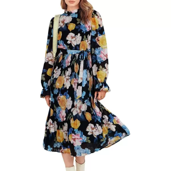 Floral Black Blue