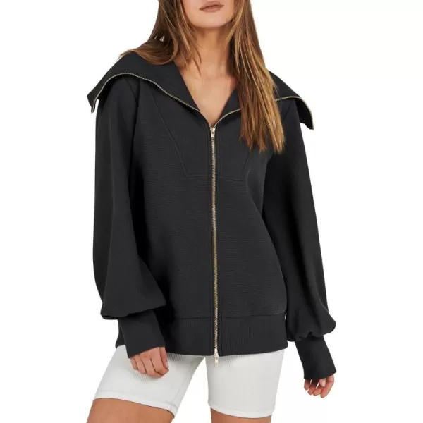 imageANRABESS Womens Full Zip Up Hoodie Sweatshirt 2023 Winter Casual Long Sleeve Sweaters Jackets Fall Warm Trendy ClothesBlack