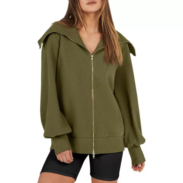 imageANRABESS Womens Full Zip Up Hoodie Sweatshirt 2023 Winter Casual Long Sleeve Sweaters Jackets Fall Warm Trendy ClothesGreen