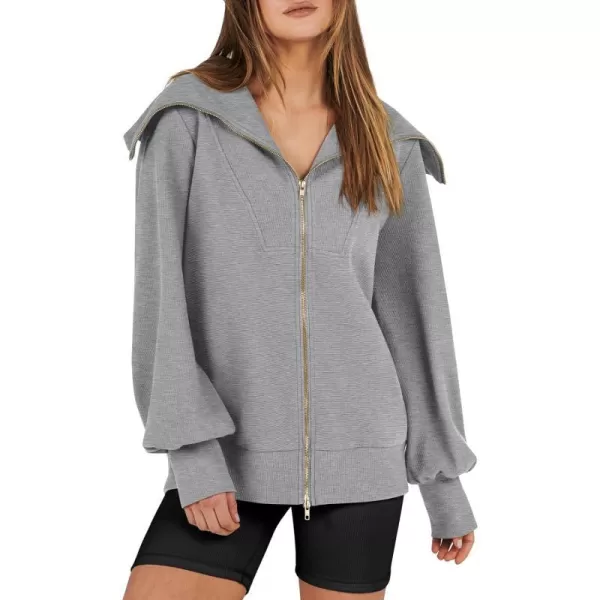 imageANRABESS Womens Full Zip Up Hoodie Sweatshirt 2023 Winter Casual Long Sleeve Sweaters Jackets Fall Warm Trendy ClothesGrey