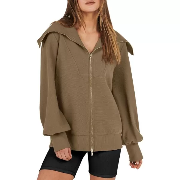 imageANRABESS Womens Full Zip Up Hoodie Sweatshirt 2023 Winter Casual Long Sleeve Sweaters Jackets Fall Warm Trendy ClothesKhaki