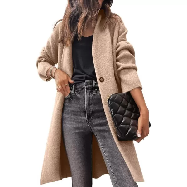 imageANRABESS Womens Fuzzy Cardigan Open Front Long Sleeve Oversized Button Fleece Sweaters Jacket 2023 Trendy CoatPink Khaki