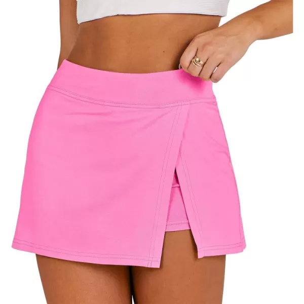 imageANRABESS Womens High Waisted Bodycon Inner Shorts Mini Skirt 2024 Summer Athletic Tennis Workout SkortsHot Pink