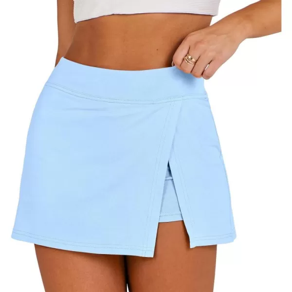 imageANRABESS Womens High Waisted Bodycon Inner Shorts Mini Skirt 2024 Summer Athletic Tennis Workout SkortsLight Blue