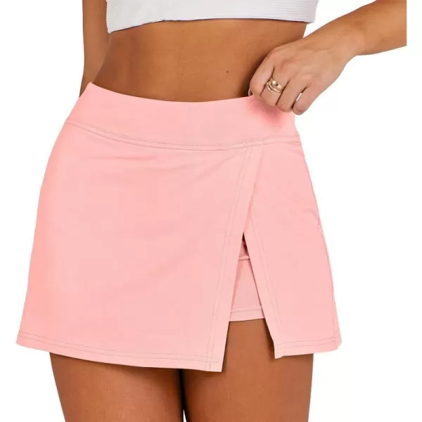 imageANRABESS Womens High Waisted Bodycon Inner Shorts Mini Skirt 2024 Summer Athletic Tennis Workout SkortsPink