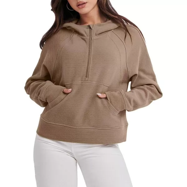 imageANRABESS Womens Hoodies Half Zip Long Sleeve Fleece Oversizd Crop Pullover Sweatshirts with Pockets Thumb HoleKhaki