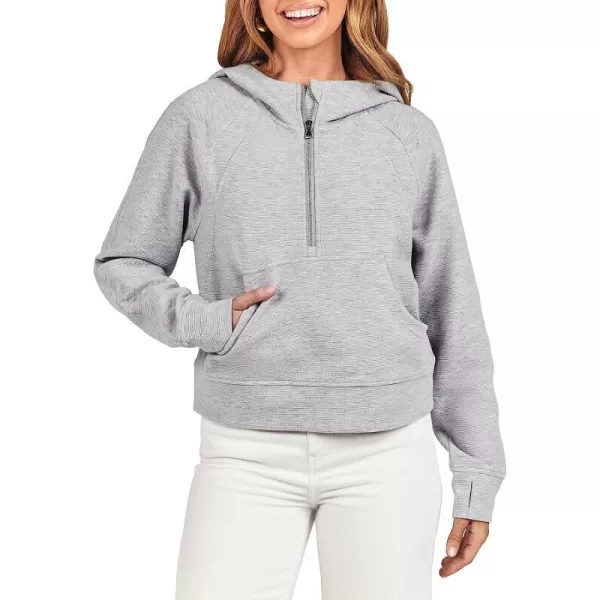 imageANRABESS Womens Hoodies Half Zip Long Sleeve Fleece Oversizd Crop Pullover Sweatshirts with Pockets Thumb HoleLight Grey