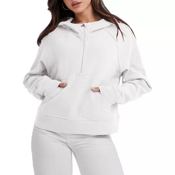 imageANRABESS Womens Hoodies Half Zip Long Sleeve Fleece Oversizd Crop Pullover Sweatshirts with Pockets Thumb HoleWhite
