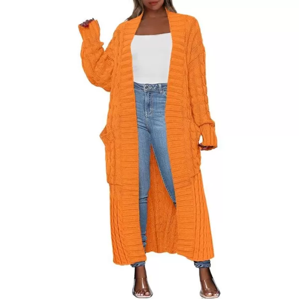 imageANRABESS Womens Long Cardigan Sweater Long Sleeve Open Front Knit Maxi Duster Outwear 2023 Trendy Jacket Coats ClothesOrange