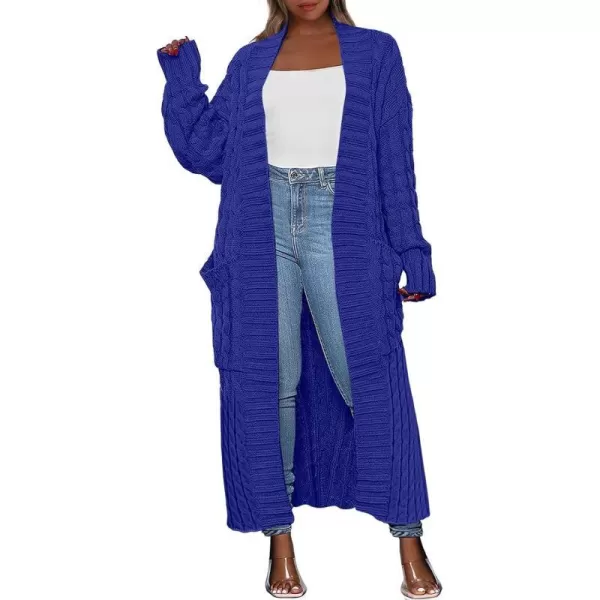 imageANRABESS Womens Long Cardigan Sweater Long Sleeve Open Front Knit Maxi Duster Outwear 2023 Trendy Jacket Coats ClothesRoyal Blue