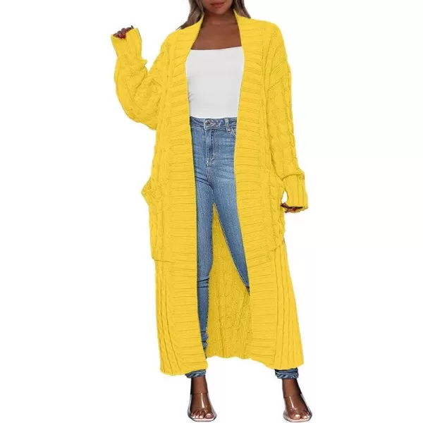 imageANRABESS Womens Long Cardigan Sweater Long Sleeve Open Front Knit Maxi Duster Outwear 2023 Trendy Jacket Coats ClothesYellow
