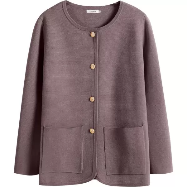 imageANRABESS Womens Long Sleeve Button Down Knit Cardigan Sweater Blazer with PocketsRed Apricot