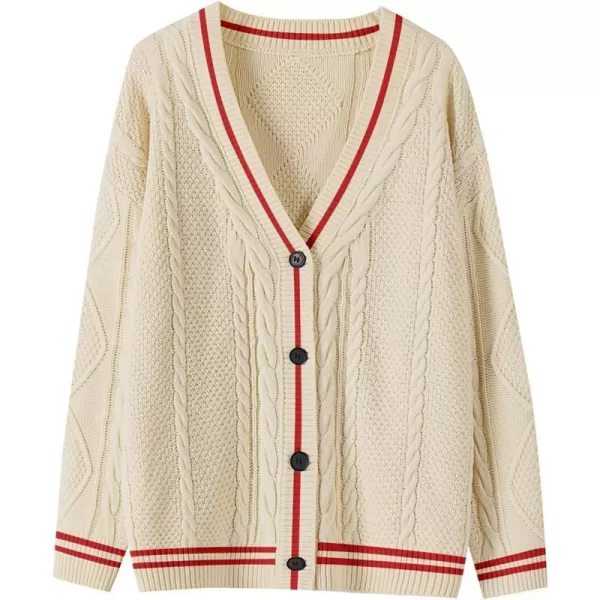 imageANRABESS Womens Long Sleeve Open Front Cardigan Sweaters Embroidery Star Button Down Cable Knit Chunky Outfits CoatsApricotred