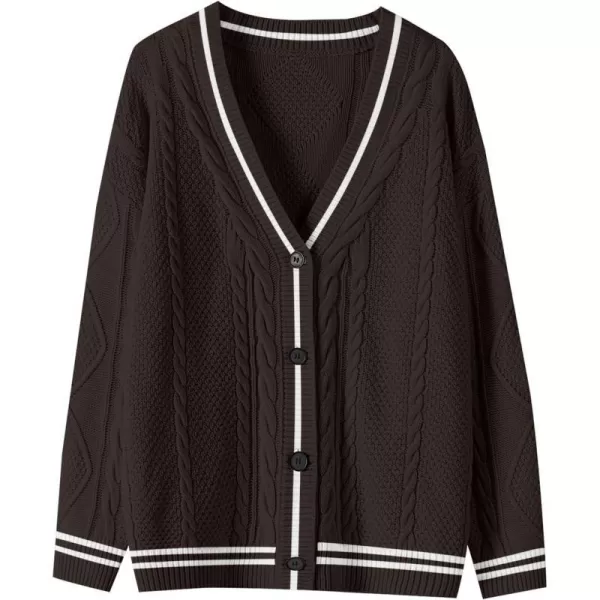 imageANRABESS Womens Long Sleeve Open Front Cardigan Sweaters Embroidery Star Button Down Cable Knit Chunky Outfits CoatsCoffewhite
