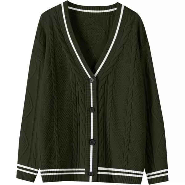 imageANRABESS Womens Long Sleeve Open Front Cardigan Sweaters Embroidery Star Button Down Cable Knit Chunky Outfits CoatsGreenwhite