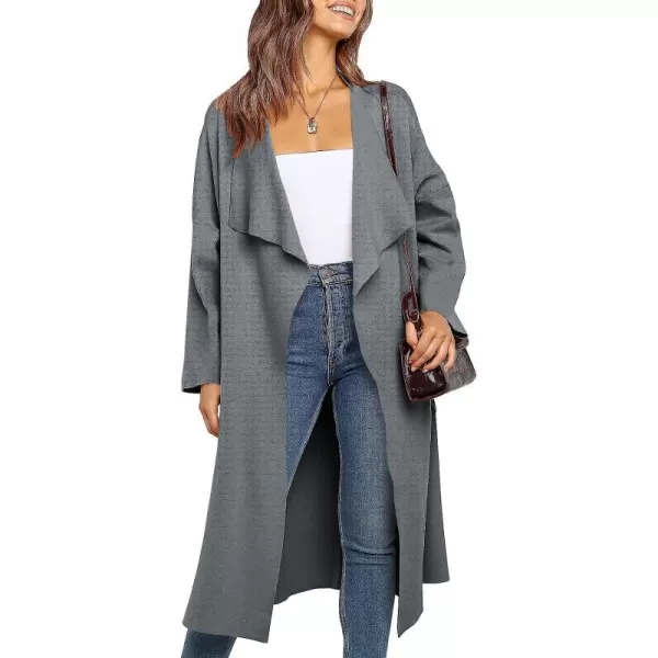imageANRABESS Womens Long Sleeve Open Front Jackets Long Knitted Cardigan Sweater Irregular Hem with PocketDark Grey