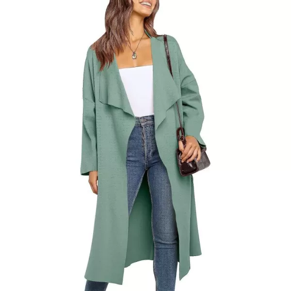 imageANRABESS Womens Long Sleeve Open Front Jackets Long Knitted Cardigan Sweater Irregular Hem with PocketGreygreen
