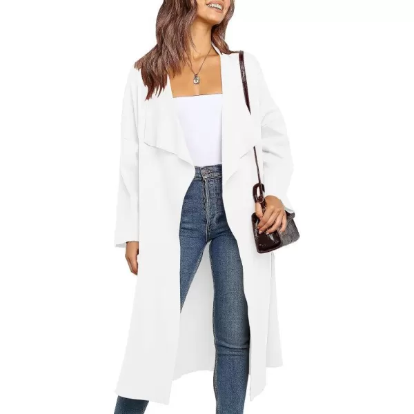 imageANRABESS Womens Long Sleeve Open Front Jackets Long Knitted Cardigan Sweater Irregular Hem with PocketWhite