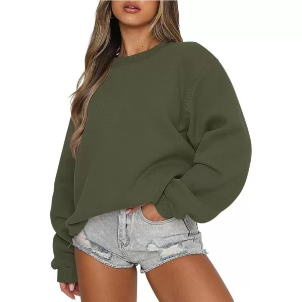 imageANRABESS Womens Long Sleeve Sweatshirt Casual Crewneck Loose Fit Pullover Hoodie Fleece Fall TopsArmy Green