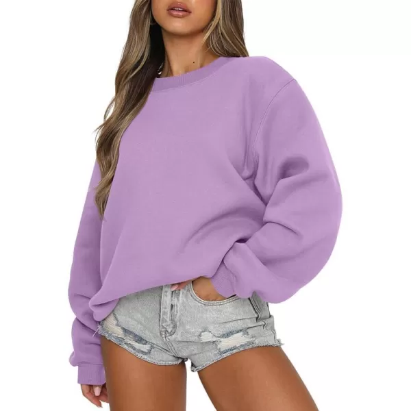 imageANRABESS Womens Long Sleeve Sweatshirt Casual Crewneck Loose Fit Pullover Hoodie Fleece Fall TopsLight Purple