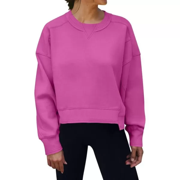 imageANRABESS Womens Long Sleeve Sweatshirt Crewneck Casual Cropped Pullover Top 2023 Winter Trendy ClothesHot Pink