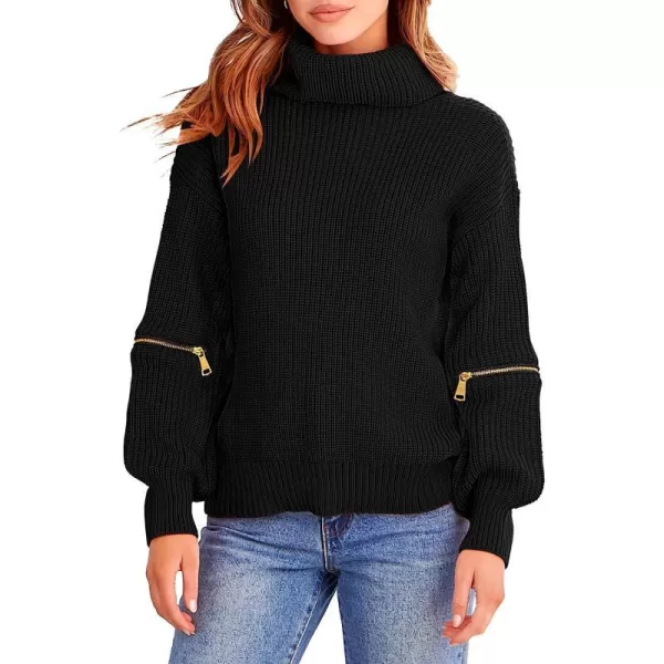 imageANRABESS Womens Long Sleeve Turtleneck Chunky Knit Loose Oversized Sweater Pullover Jumper Tops01black