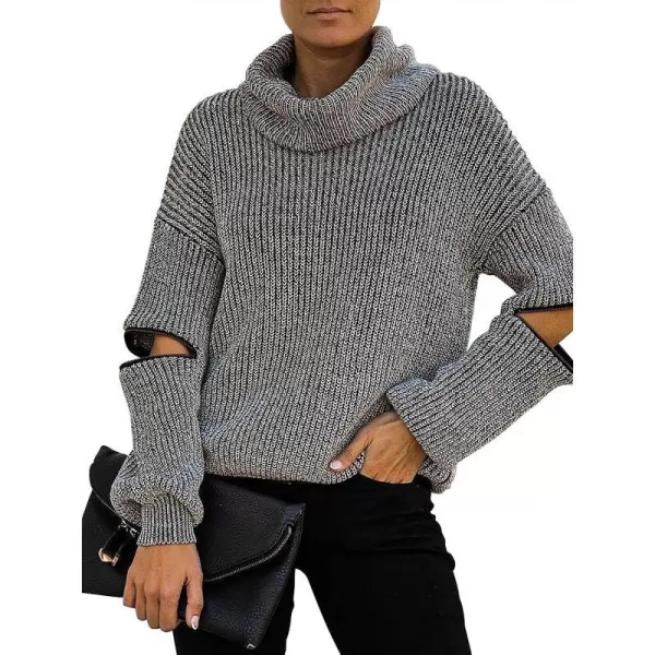imageANRABESS Womens Long Sleeve Turtleneck Chunky Knit Loose Oversized Sweater Pullover Jumper Tops03gray