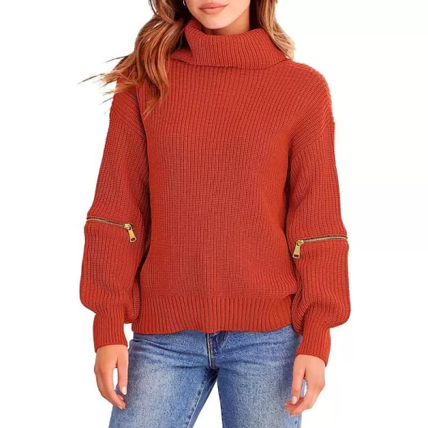imageANRABESS Womens Long Sleeve Turtleneck Chunky Knit Loose Oversized Sweater Pullover Jumper Tops05rust