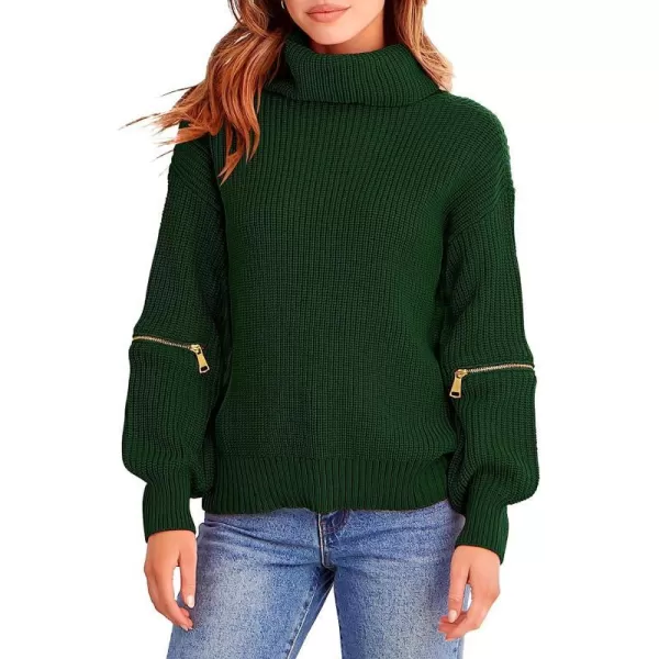 imageANRABESS Womens Long Sleeve Turtleneck Chunky Knit Loose Oversized Sweater Pullover Jumper Tops06deep Green