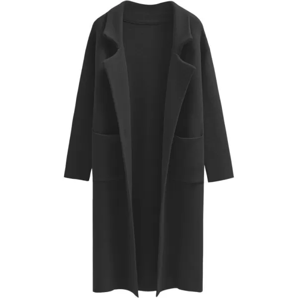 imageANRABESS Womens Long Sweater Coats Open Front Knit Cardigans Long Sleeve Lapel Oversized Fall Winter Coatigan JacketsBlack