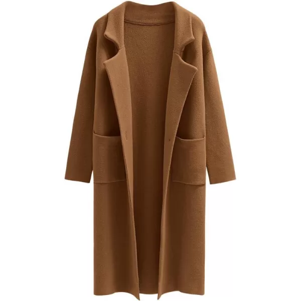 imageANRABESS Womens Long Sweater Coats Open Front Knit Cardigans Long Sleeve Lapel Oversized Fall Winter Coatigan JacketsCaramel