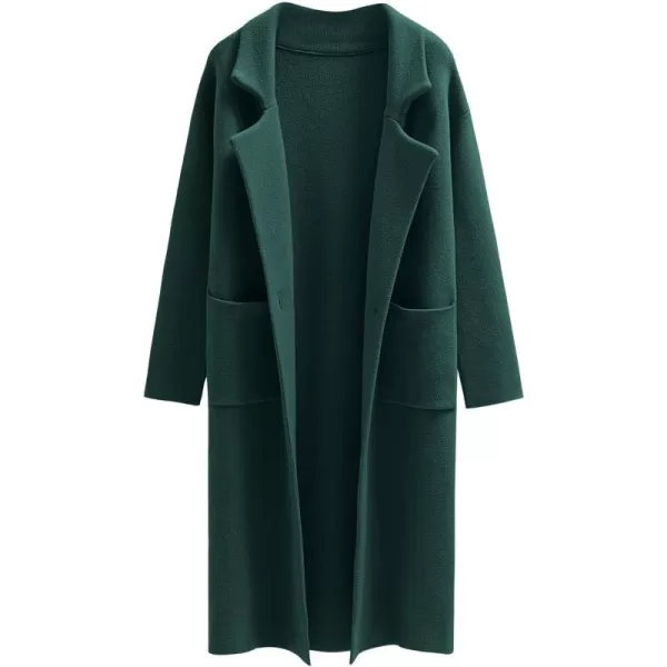 imageANRABESS Womens Long Sweater Coats Open Front Knit Cardigans Long Sleeve Lapel Oversized Fall Winter Coatigan JacketsDark Green