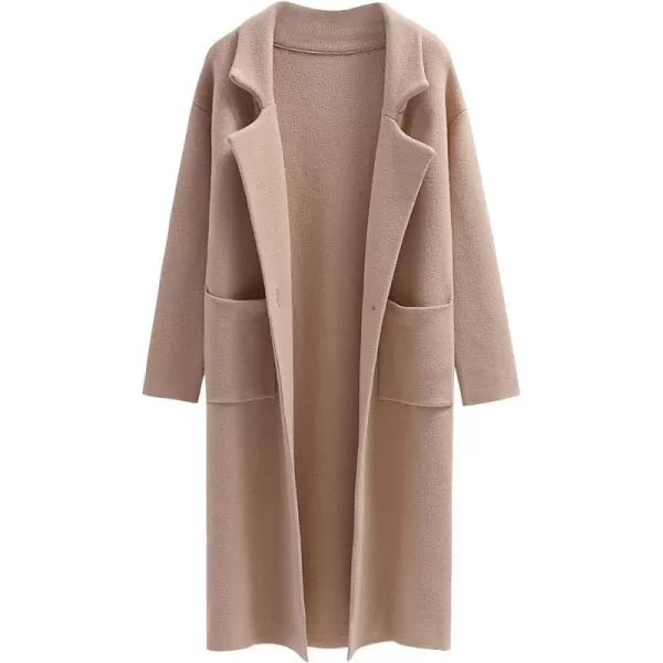 imageANRABESS Womens Long Sweater Coats Open Front Knit Cardigans Long Sleeve Lapel Oversized Fall Winter Coatigan JacketsKhaki
