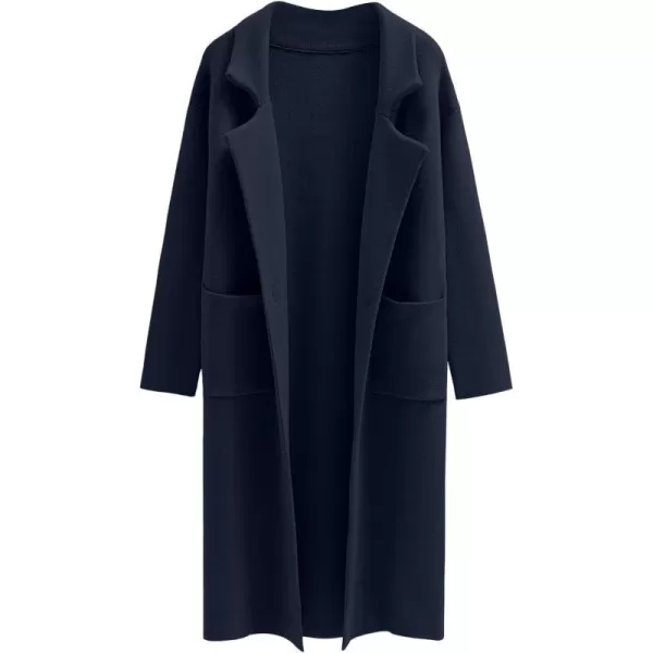 imageANRABESS Womens Long Sweater Coats Open Front Knit Cardigans Long Sleeve Lapel Oversized Fall Winter Coatigan JacketsNavy