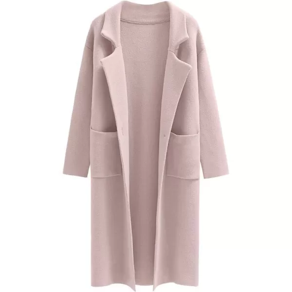 imageANRABESS Womens Long Sweater Coats Open Front Knit Cardigans Long Sleeve Lapel Oversized Fall Winter Coatigan JacketsPink