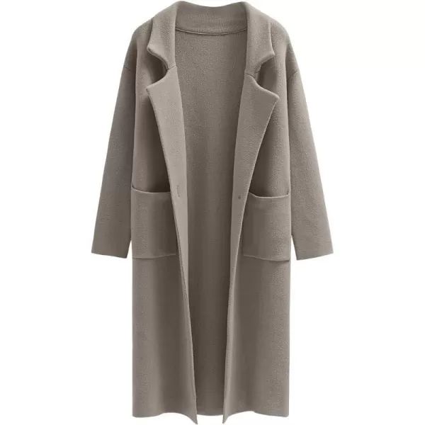 imageANRABESS Womens Long Sweater Coats Open Front Knit Cardigans Long Sleeve Lapel Oversized Fall Winter Coatigan JacketsTaupe