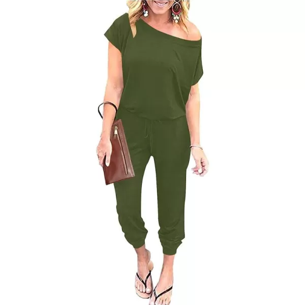 imageANRABESS Womens Loose Casual Off Shoulder Elastic Waist Stretchy Long Romper Jumpsuit01armygreen