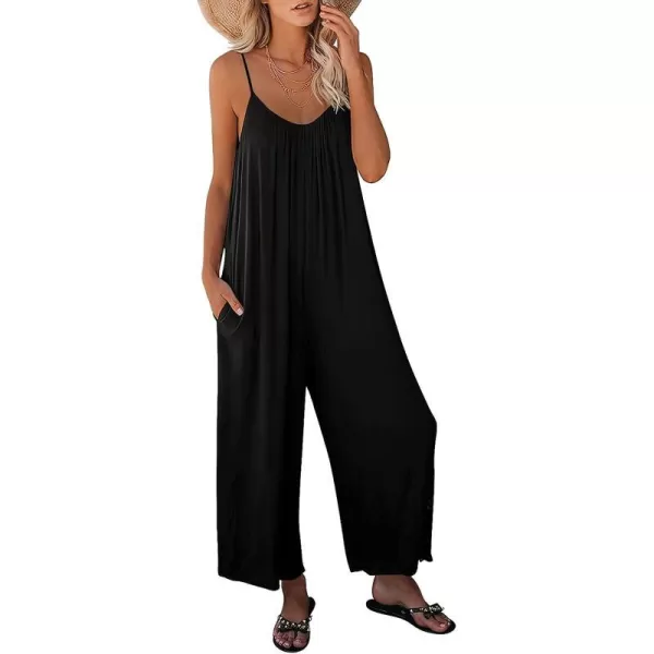 imageANRABESS Womens Loose Casual Sleeveless Adjustable Spaghetti Strap Jumpsuits Stretchy Wide Leg Rompers with Pockets01 Black