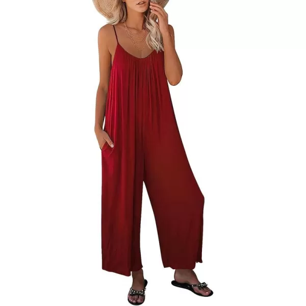 imageANRABESS Womens Loose Casual Sleeveless Adjustable Spaghetti Strap Jumpsuits Stretchy Wide Leg Rompers with Pockets04 Red
