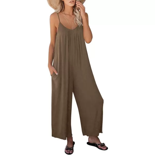 imageANRABESS Womens Loose Casual Sleeveless Adjustable Spaghetti Strap Jumpsuits Stretchy Wide Leg Rompers with Pockets06 Brown