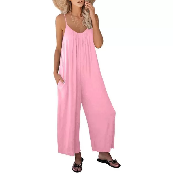 imageANRABESS Womens Loose Casual Sleeveless Adjustable Spaghetti Strap Jumpsuits Stretchy Wide Leg Rompers with Pockets07 Pink