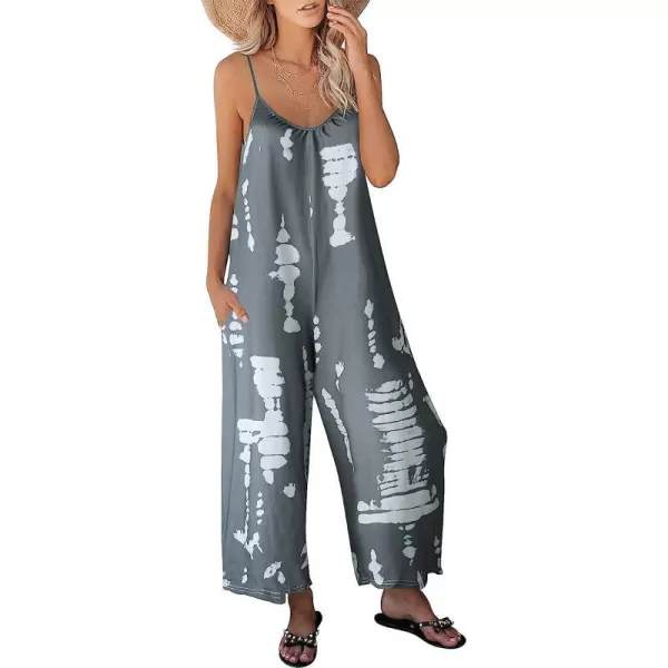 imageANRABESS Womens Loose Casual Sleeveless Adjustable Spaghetti Strap Jumpsuits Stretchy Wide Leg Rompers with Pockets9 Tie Dye Grey