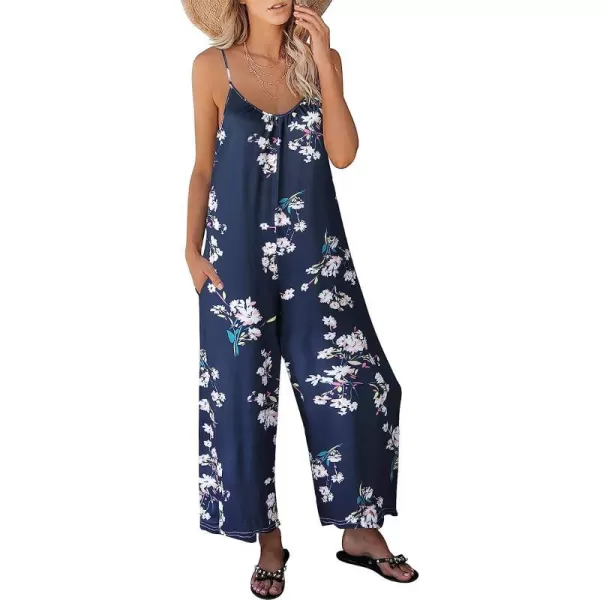 imageANRABESS Womens Loose Casual Sleeveless Adjustable Spaghetti Strap Jumpsuits Stretchy Wide Leg Rompers with PocketsBlue Floral