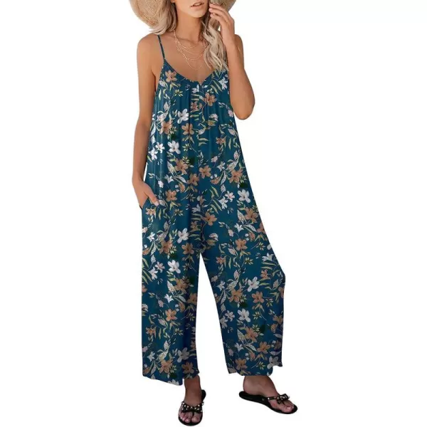 imageANRABESS Womens Loose Casual Sleeveless Adjustable Spaghetti Strap Jumpsuits Stretchy Wide Leg Rompers with PocketsFloral Print 2