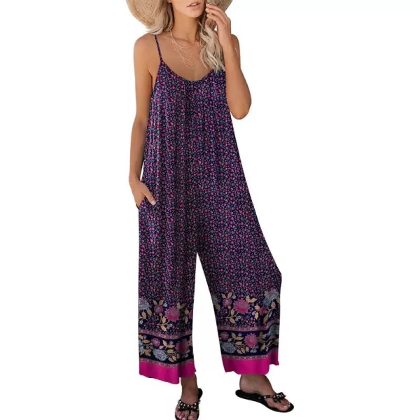 imageANRABESS Womens Loose Casual Sleeveless Adjustable Spaghetti Strap Jumpsuits Stretchy Wide Leg Rompers with PocketsFloral Purple 2