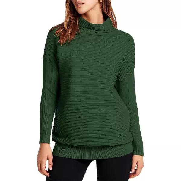 imageANRABESS Womens Mock Neck Batwing Long Sleeve Ribbed Knit Casual Soft Pullover Sweater Jumper TopArmy Green